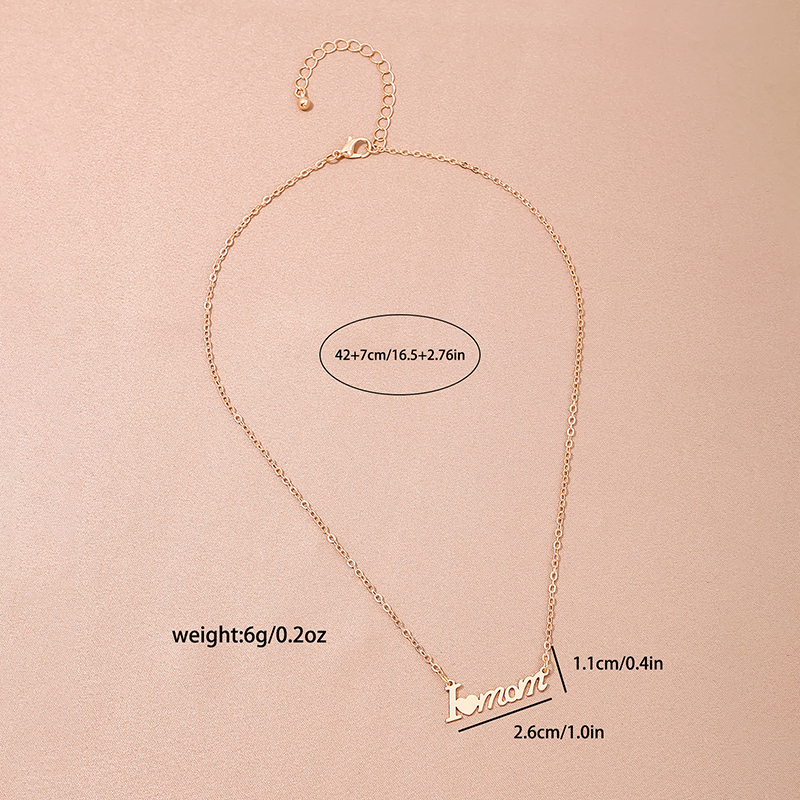 Großhandel Schmuck MAMA Einfacher Stil Brief Herzform Legierung Aushöhlen Halskette display picture 4