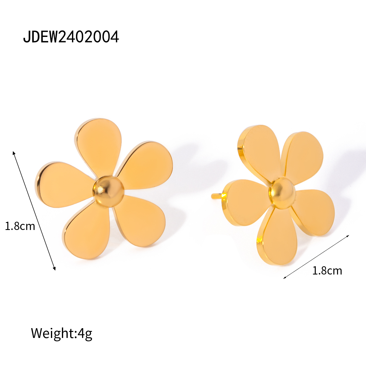 1 Paar IG-Stil Einfacher Stil Blume Edelstahl 304 18 Karat Vergoldet Ohrstecker display picture 8