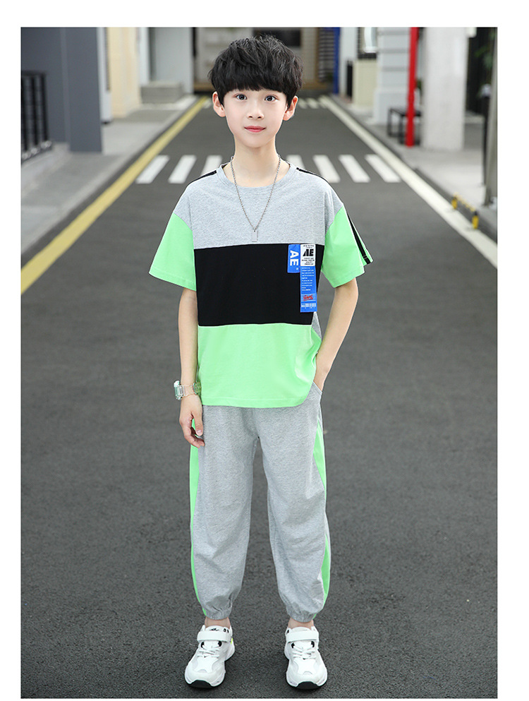 Casual Letter Color Block Cotton Boys Clothing Sets display picture 2