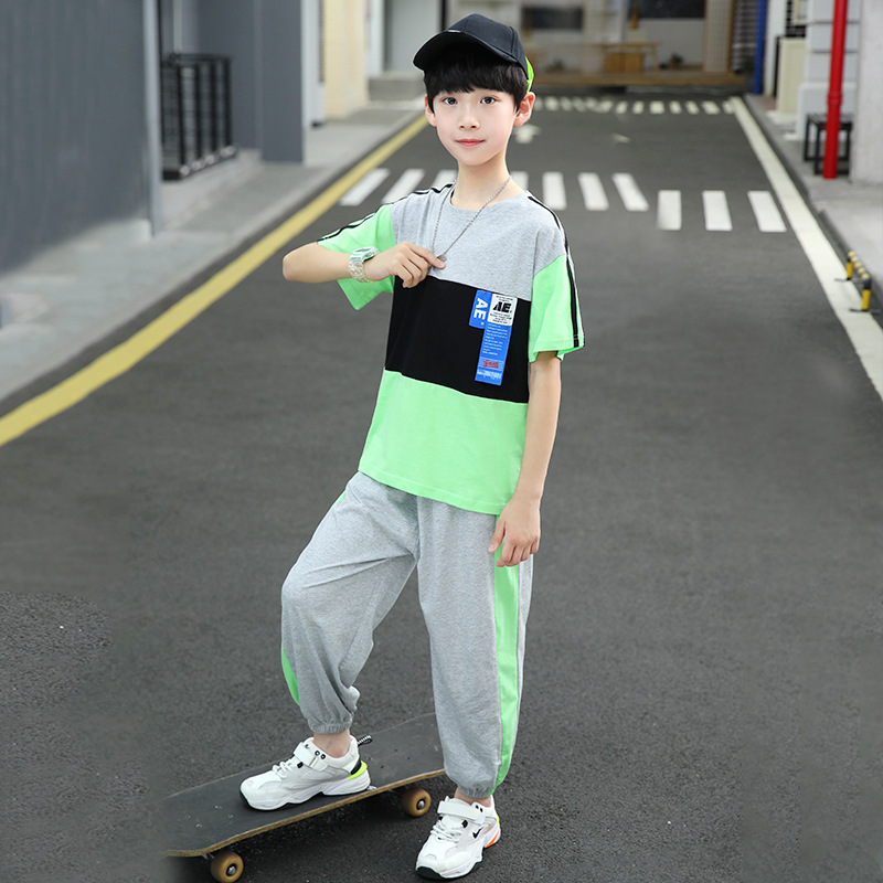Casual Letter Color Block Cotton Boys Clothing Sets display picture 6