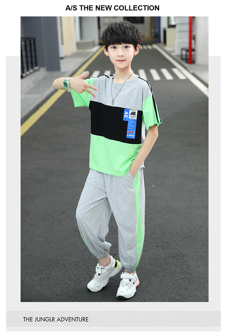 Casual Letter Color Block Cotton Boys Clothing Sets display picture 10