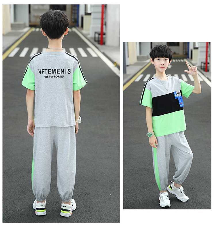 Casual Letter Color Block Cotton Boys Clothing Sets display picture 11