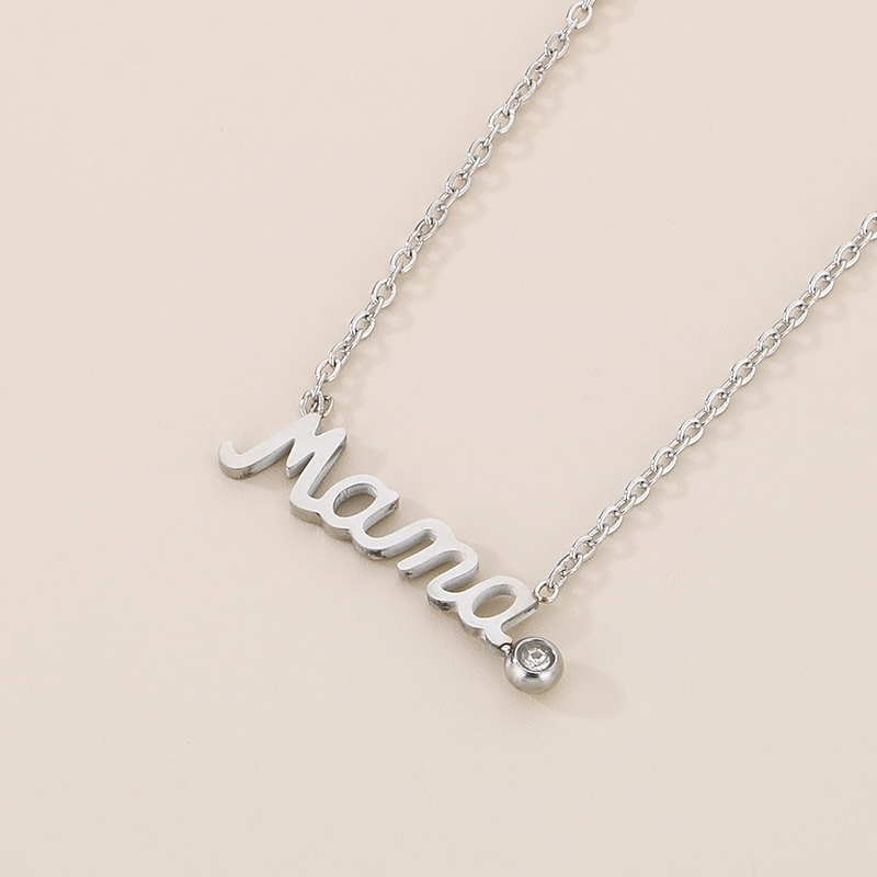 304 Stainless Steel 18K Gold Plated MAMA Simple Style Inlay Letter Zircon Earrings Necklace display picture 14