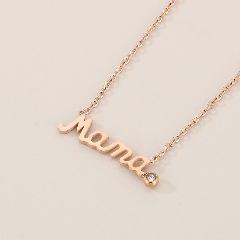 304 Stainless Steel 18K Gold Plated MAMA Simple Style Inlay Letter Zircon Earrings Necklace display picture 11