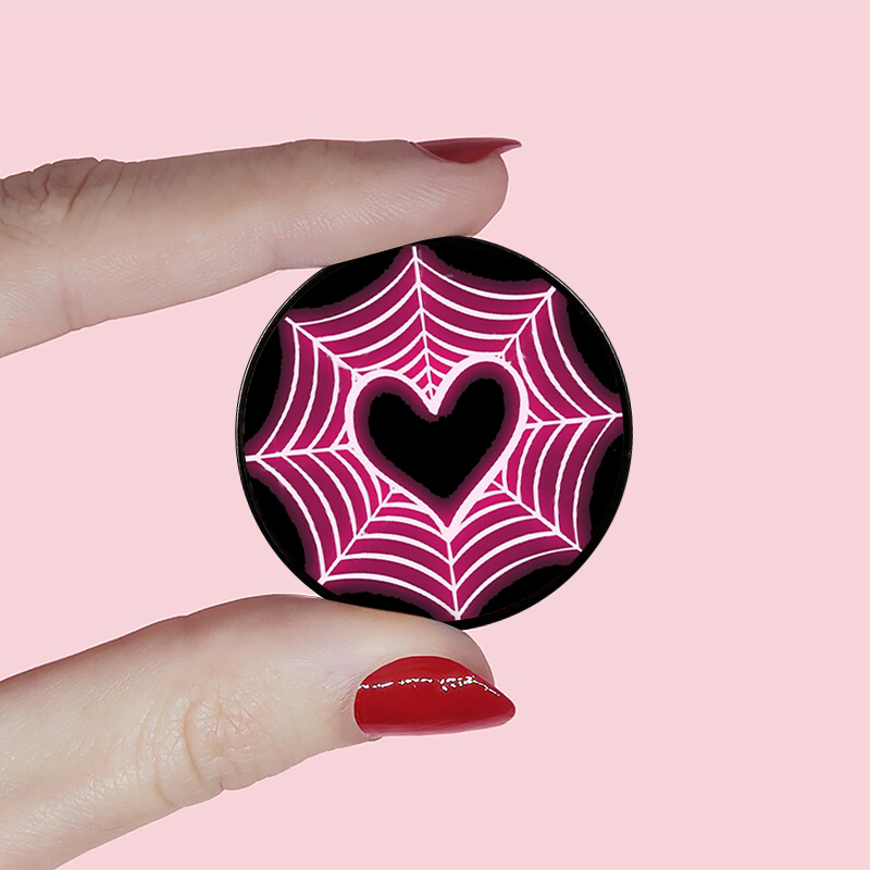 Cartoon Style Cute Sweet Heart Shape Spider Web Alloy Printing Women's Brooches display picture 2