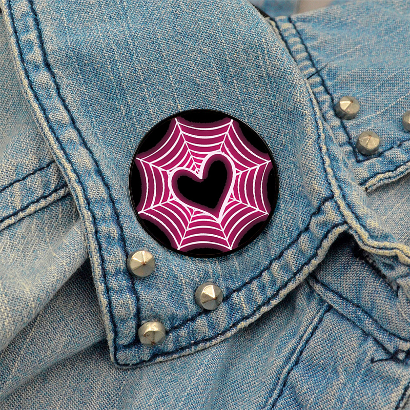 Cartoon Style Cute Sweet Heart Shape Spider Web Alloy Printing Women's Brooches display picture 8