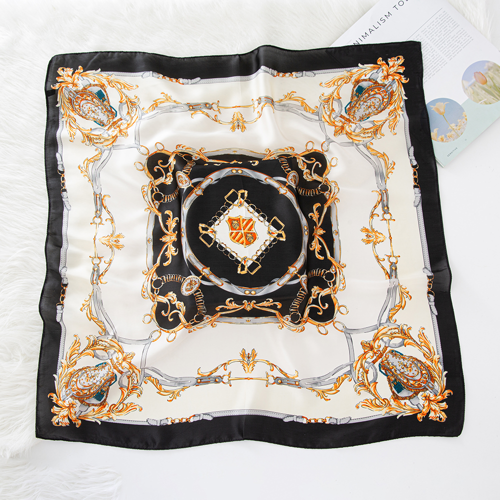 Women's Lady Modern Style Classic Style Printing Square Satin Silk Scarf display picture 7