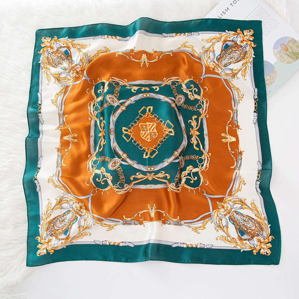 Women's Lady Modern Style Classic Style Printing Square Satin Silk Scarf display picture 6