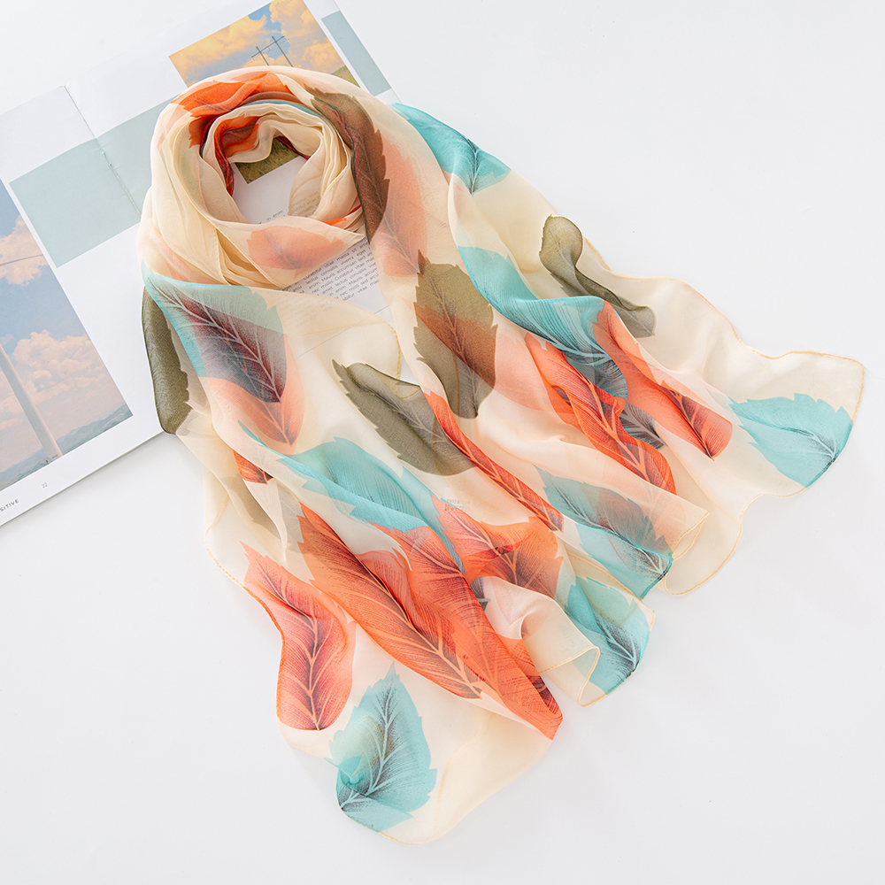 Women's Beach Streetwear Color Block Georgette Flowers Silk Scarf display picture 1