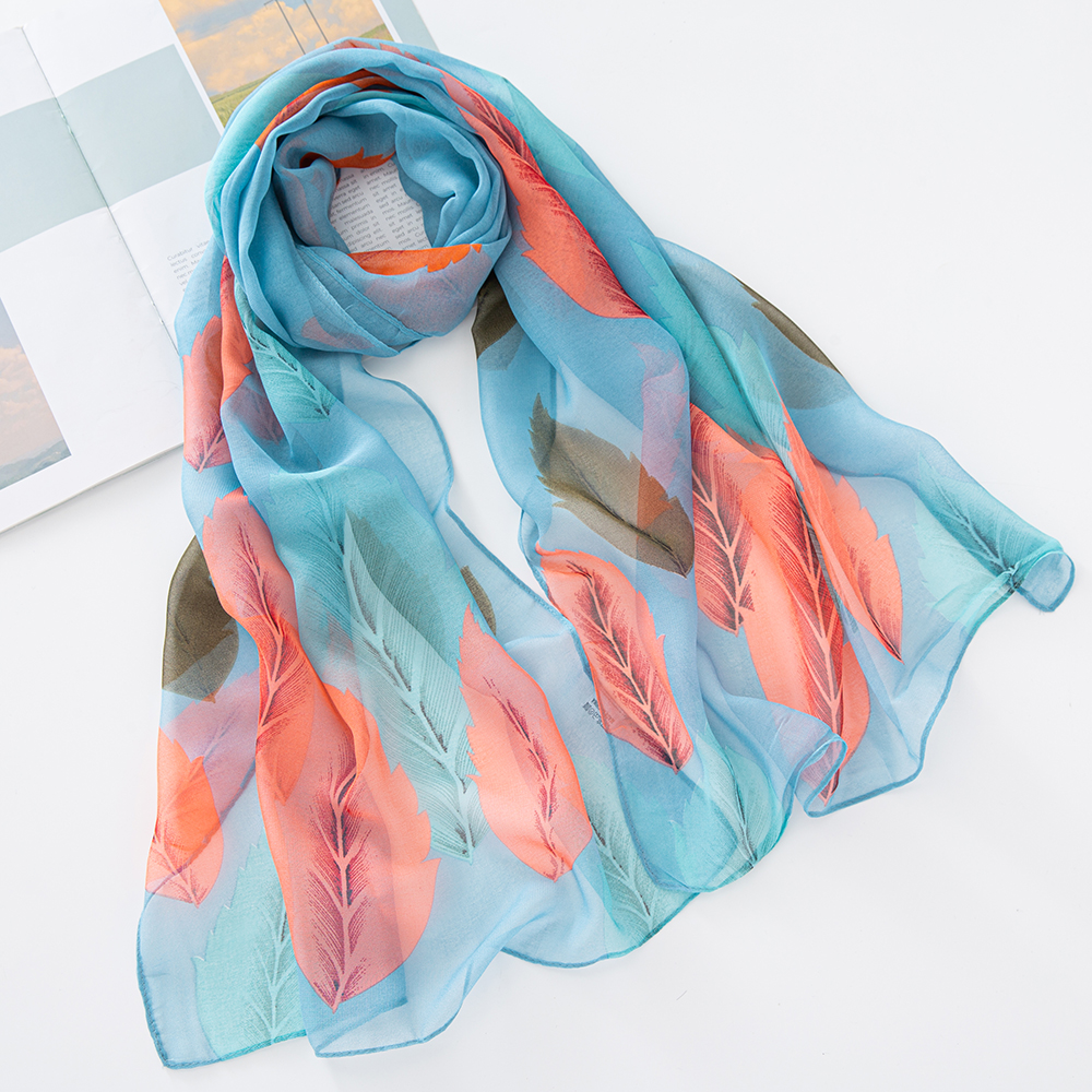 Women's Beach Streetwear Color Block Georgette Flowers Silk Scarf display picture 4