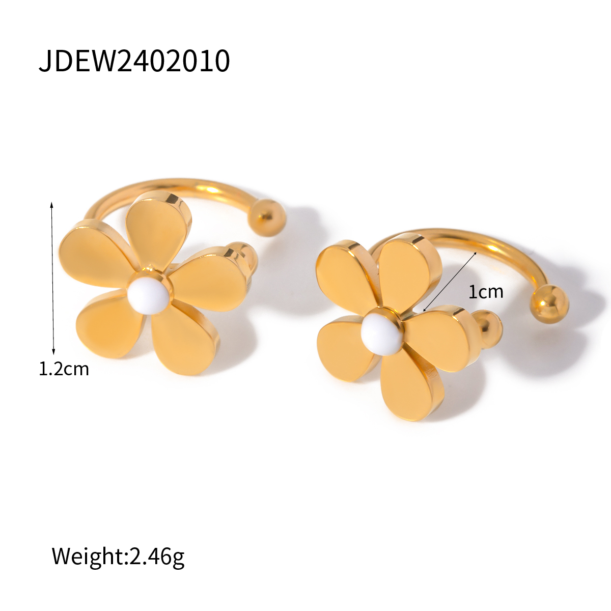 1 Pair IG Style Sweet Daisy Enamel 304 Stainless Steel 18K Gold Plated Ear Cuffs display picture 5