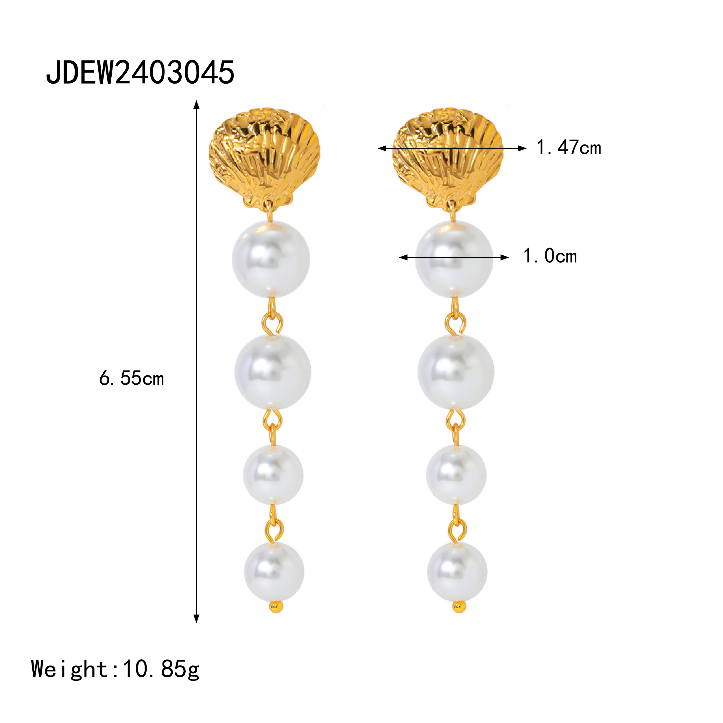 1 Pair IG Style Beach Shell Pearl 304 Stainless Steel 18K Gold Plated Drop Earrings display picture 1
