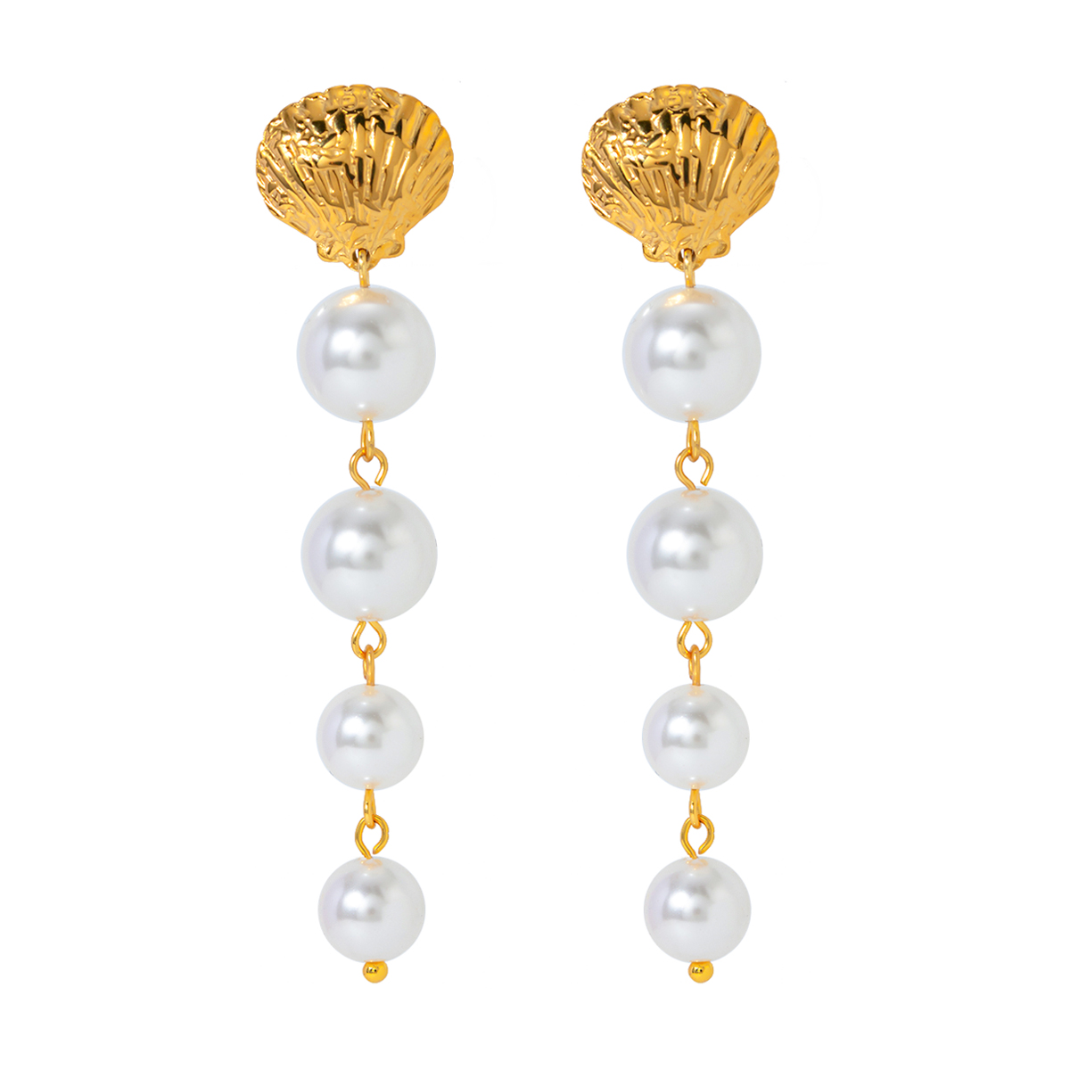 1 Pair IG Style Beach Shell Pearl 304 Stainless Steel 18K Gold Plated Drop Earrings display picture 7