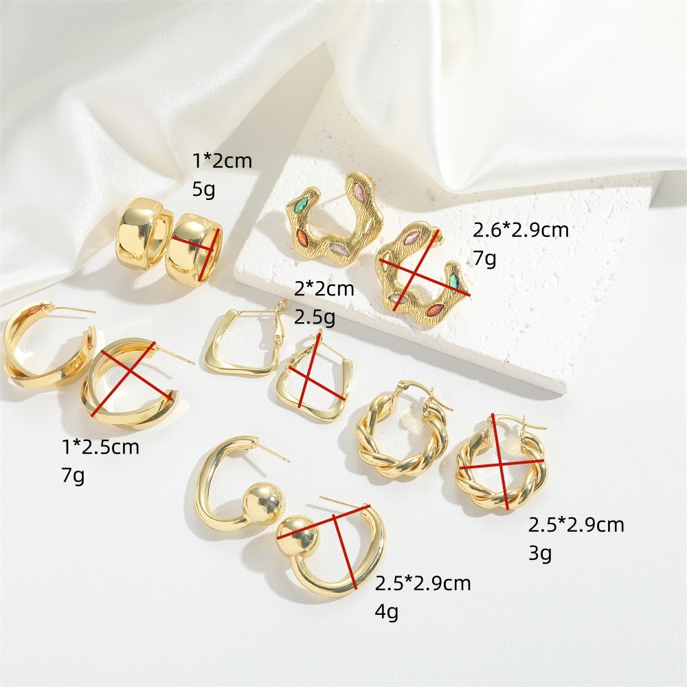 1 Pair IG Style Modern Style Geometric Twist Inlay Copper Zircon Hoop Earrings display picture 10