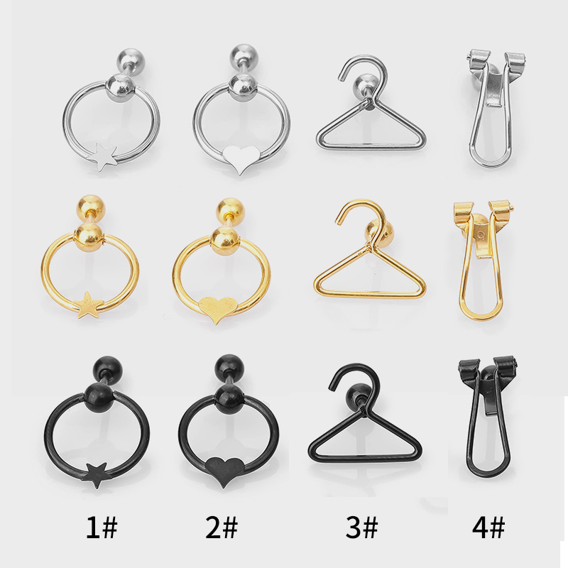 1 Piece Simple Style Classic Style Star Heart Shape 316L Stainless Steel  Ear Studs Cartilage Earrings display picture 5