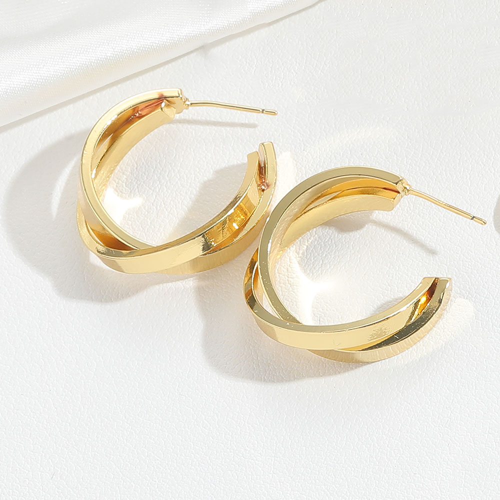 1 Pair IG Style Modern Style Geometric Twist Inlay Copper Zircon Hoop Earrings display picture 2