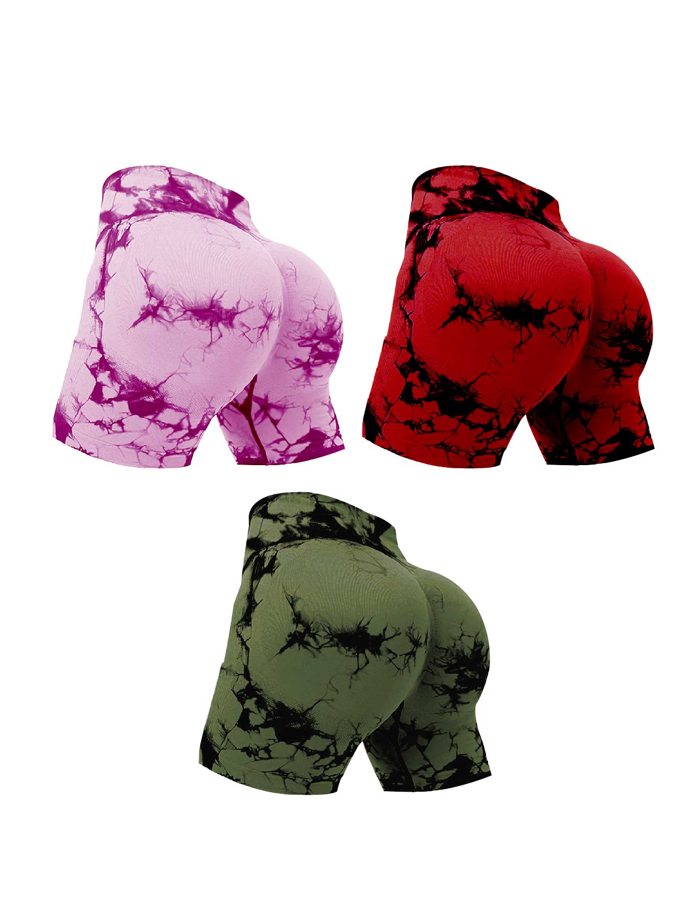 Fitness Tie Dye Nylon Spandex Polyester Active Bottoms Shorts Sweatpants display picture 2