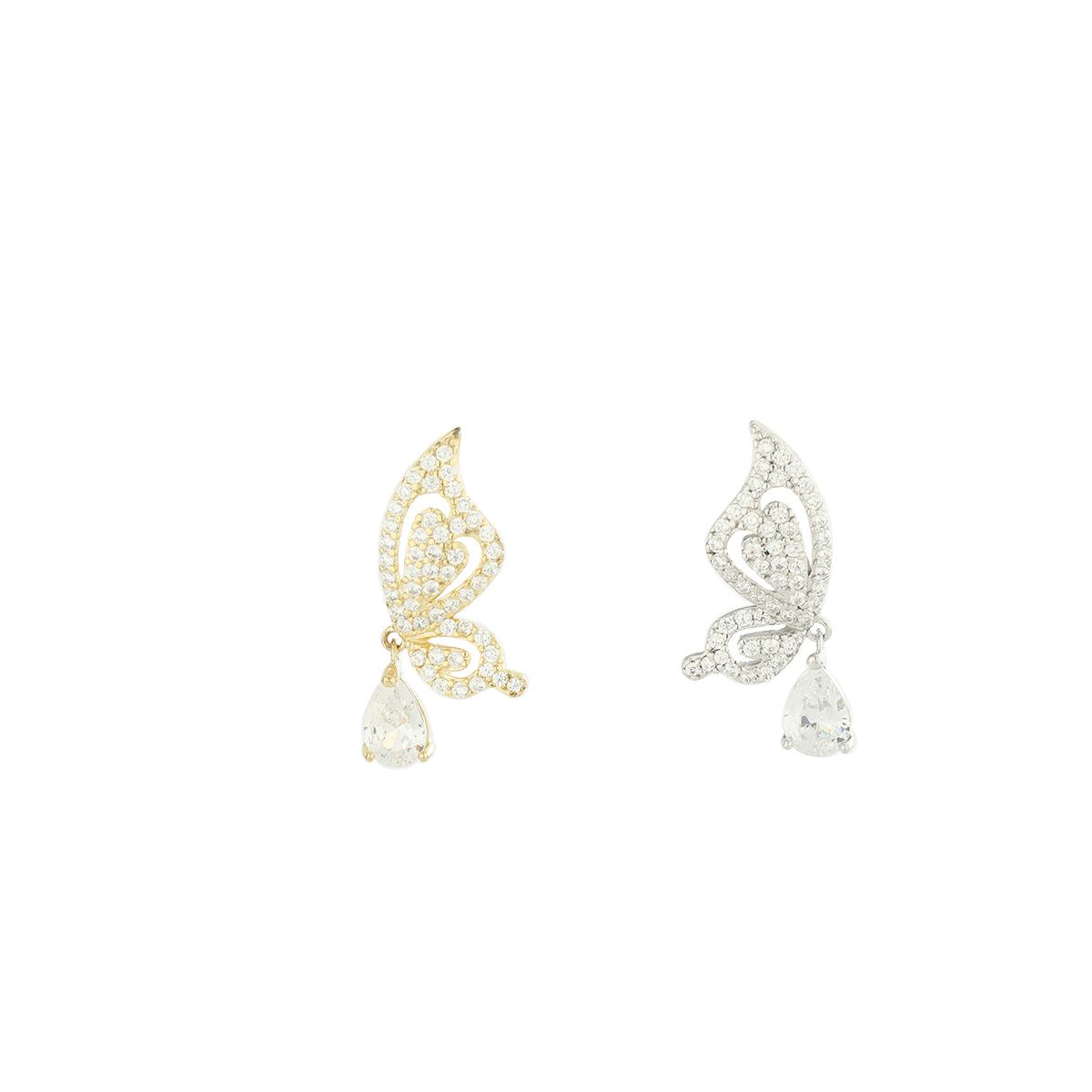 1 Pair Simple Style Classic Style Butterfly Plating Inlay Sterling Silver Zircon 14K Gold Plated Ear Studs display picture 4