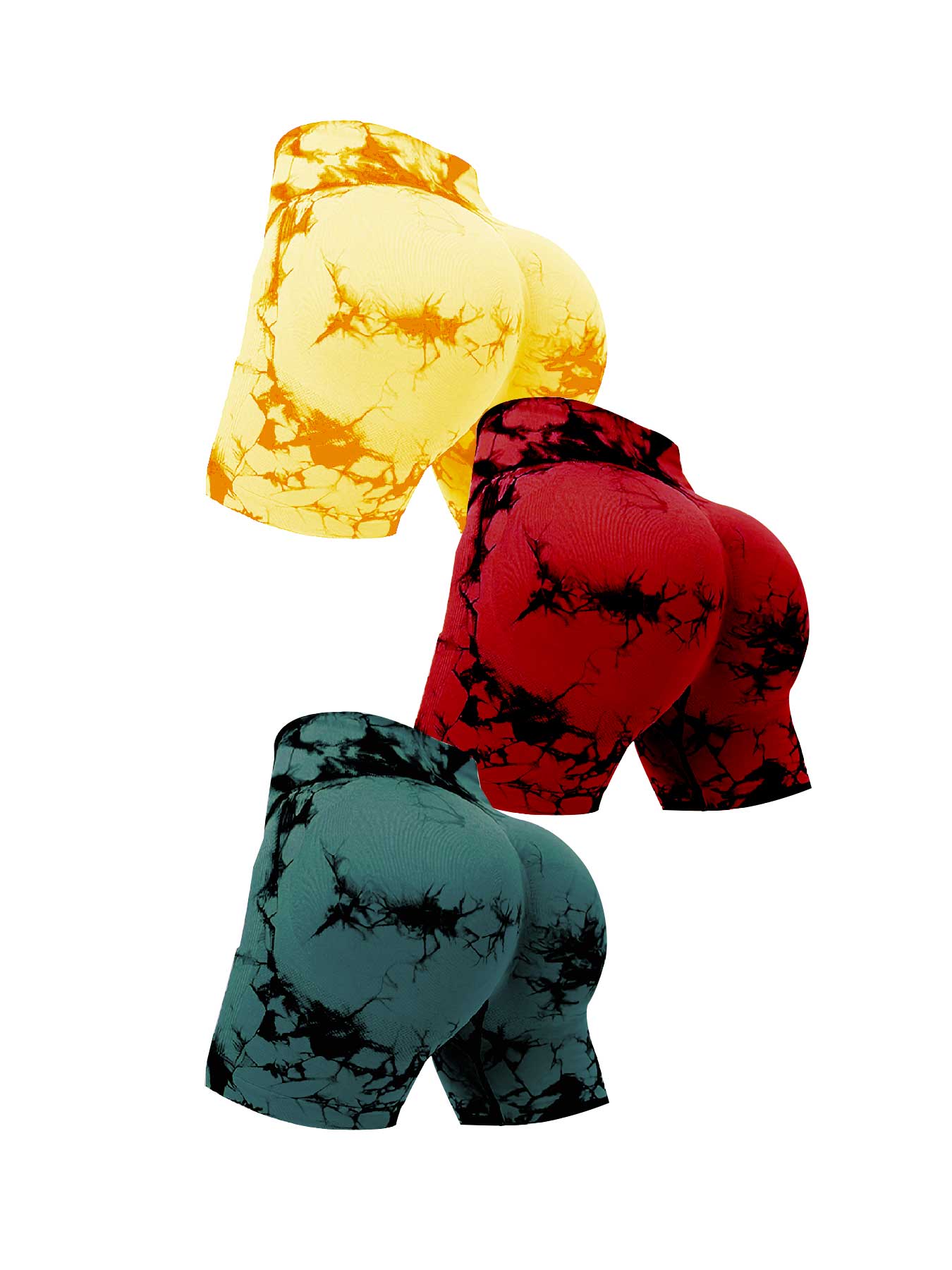 Fitness Tie Dye Nylon Spandex Polyester Active Bottoms Shorts Sweatpants display picture 3