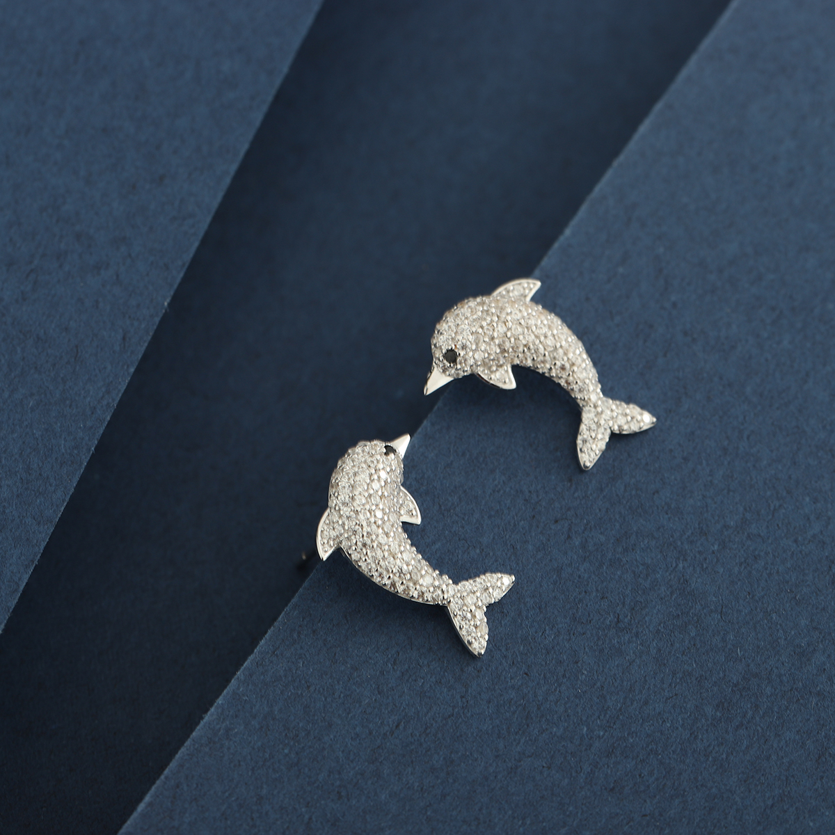 1 Paar Einfacher Stil Klassischer Stil Delfin Überzug Inlay Sterling Silber Zirkon 14 Karat Vergoldet Ohrstecker display picture 4