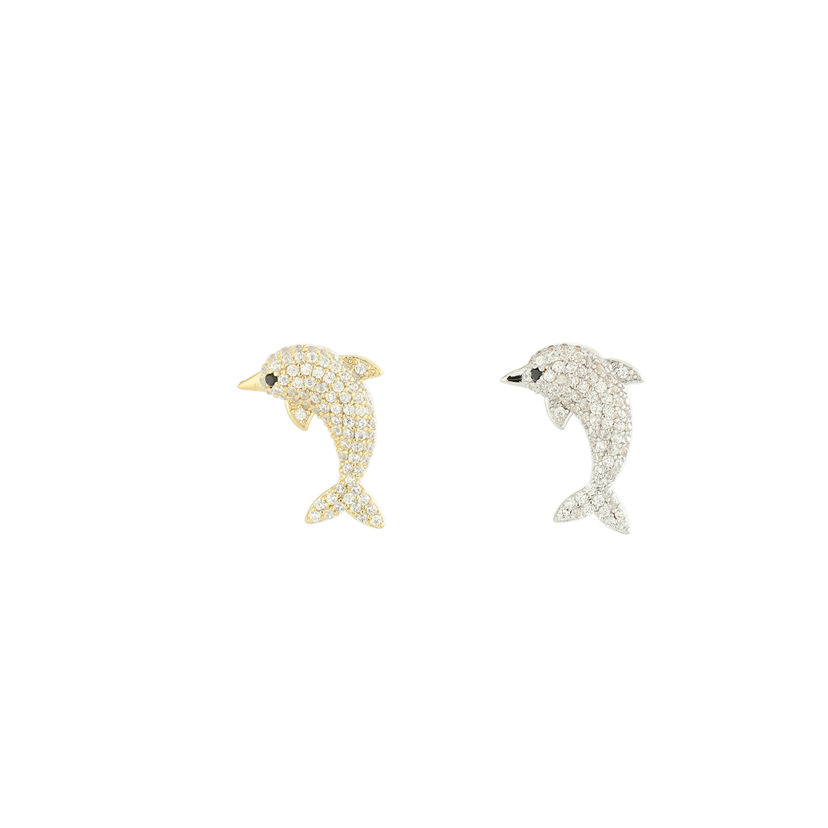 1 Pair Simple Style Classic Style Dolphin Plating Inlay Sterling Silver Zircon 14K Gold Plated Ear Studs display picture 5