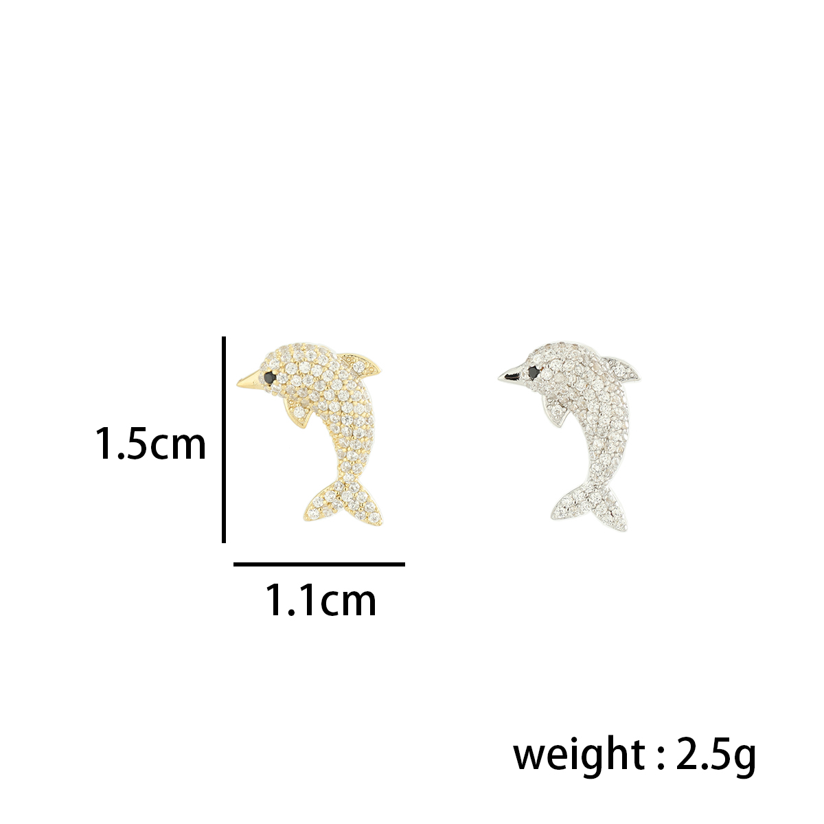 1 Pair Simple Style Classic Style Dolphin Plating Inlay Sterling Silver Zircon 14K Gold Plated Ear Studs display picture 6