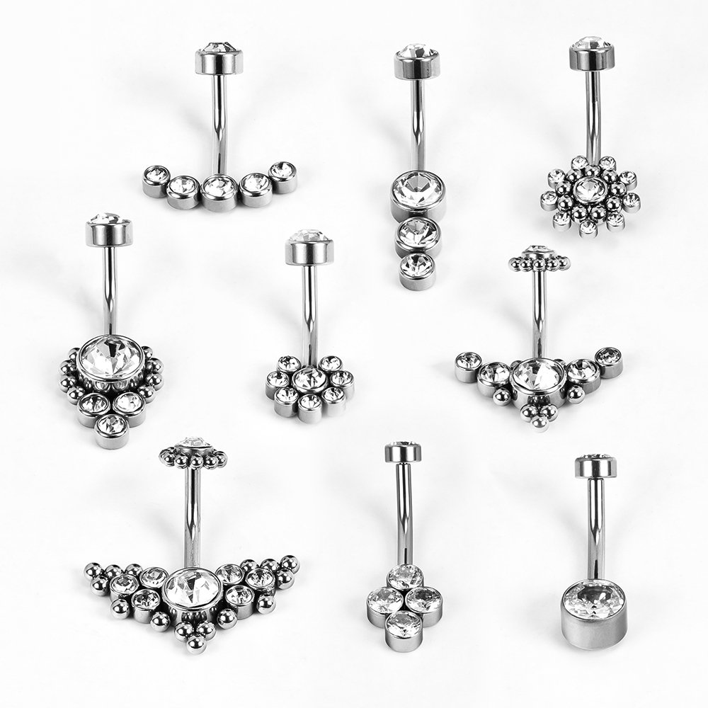 1 Piece Belly Rings Simple Style Classic Style Solid Color 302 Stainless Steel 316 Stainless Steel  Polishing Rhinestone Inlay Diamond Belly Rings display picture 1