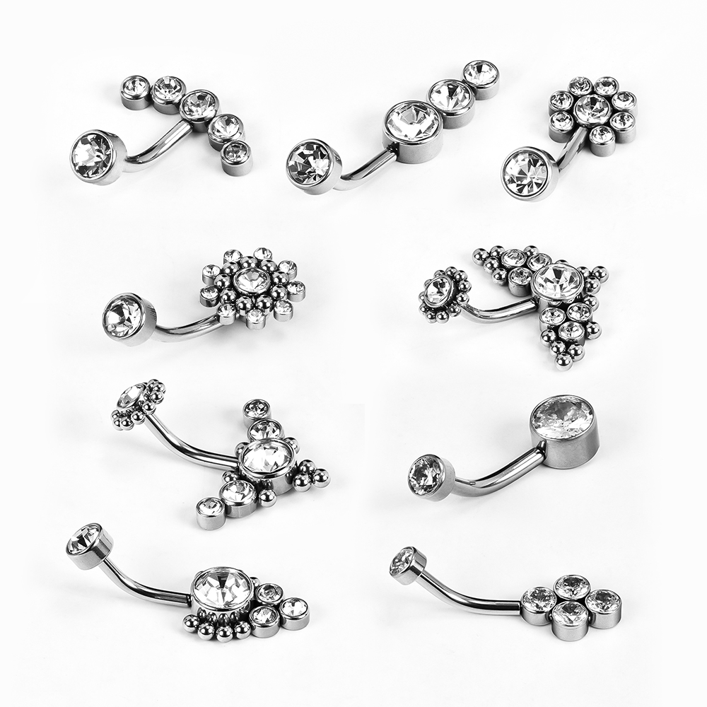 1 Piece Belly Rings Simple Style Classic Style Solid Color 302 Stainless Steel 316 Stainless Steel  Polishing Rhinestone Inlay Diamond Belly Rings display picture 2