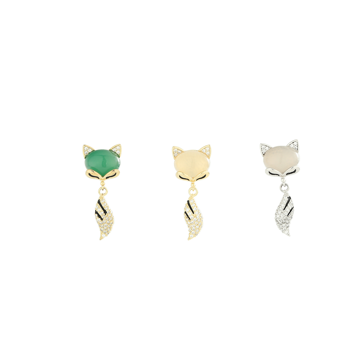 1 Pair Simple Style Classic Style Fox Plating Inlay Sterling Silver Zircon 14K Gold Plated Ear Studs display picture 4