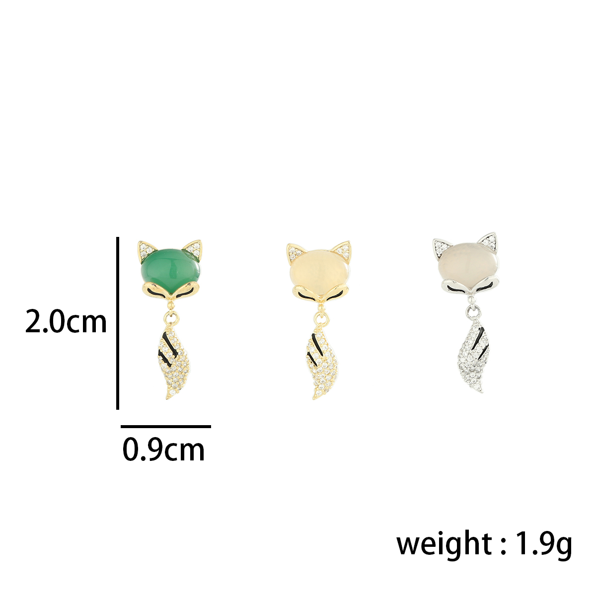 1 Pair Simple Style Classic Style Fox Plating Inlay Sterling Silver Zircon 14K Gold Plated Ear Studs display picture 5