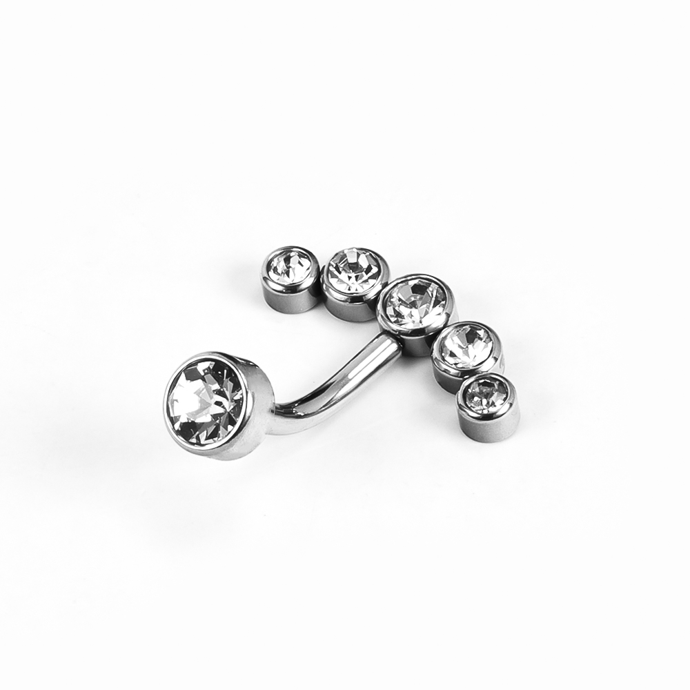 1 Piece Belly Rings Simple Style Classic Style Solid Color 302 Stainless Steel 316 Stainless Steel  Polishing Rhinestone Inlay Diamond Belly Rings display picture 7