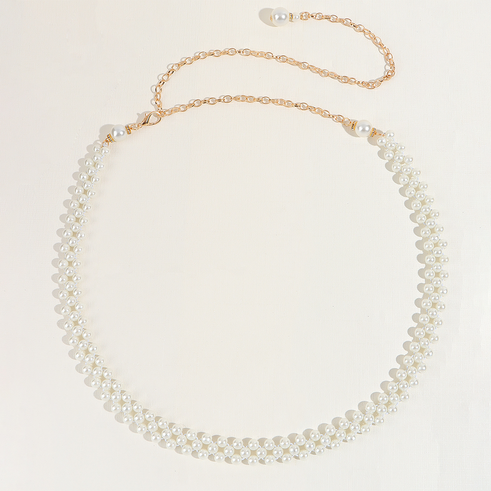 Simple Style Classic Style Solid Color Pearl Inlay Pearl Women's Chain Belts display picture 5