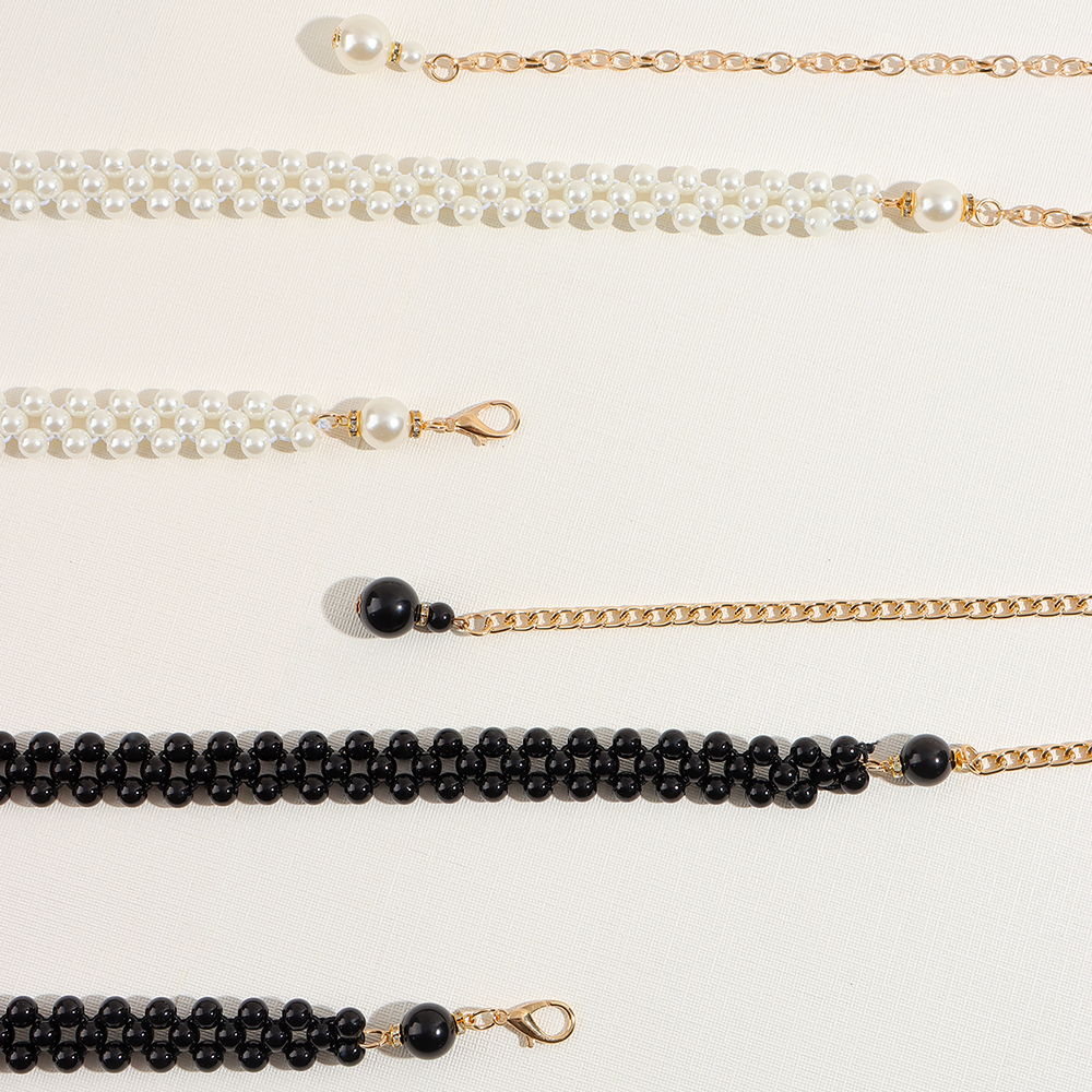 Simple Style Classic Style Solid Color Pearl Inlay Pearl Women's Chain Belts display picture 4