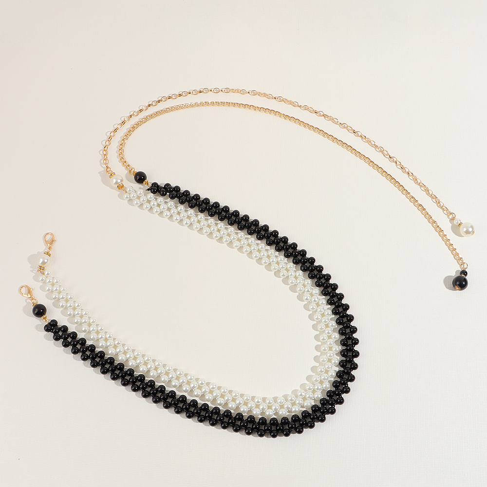 Simple Style Classic Style Solid Color Pearl Inlay Pearl Women's Chain Belts display picture 3
