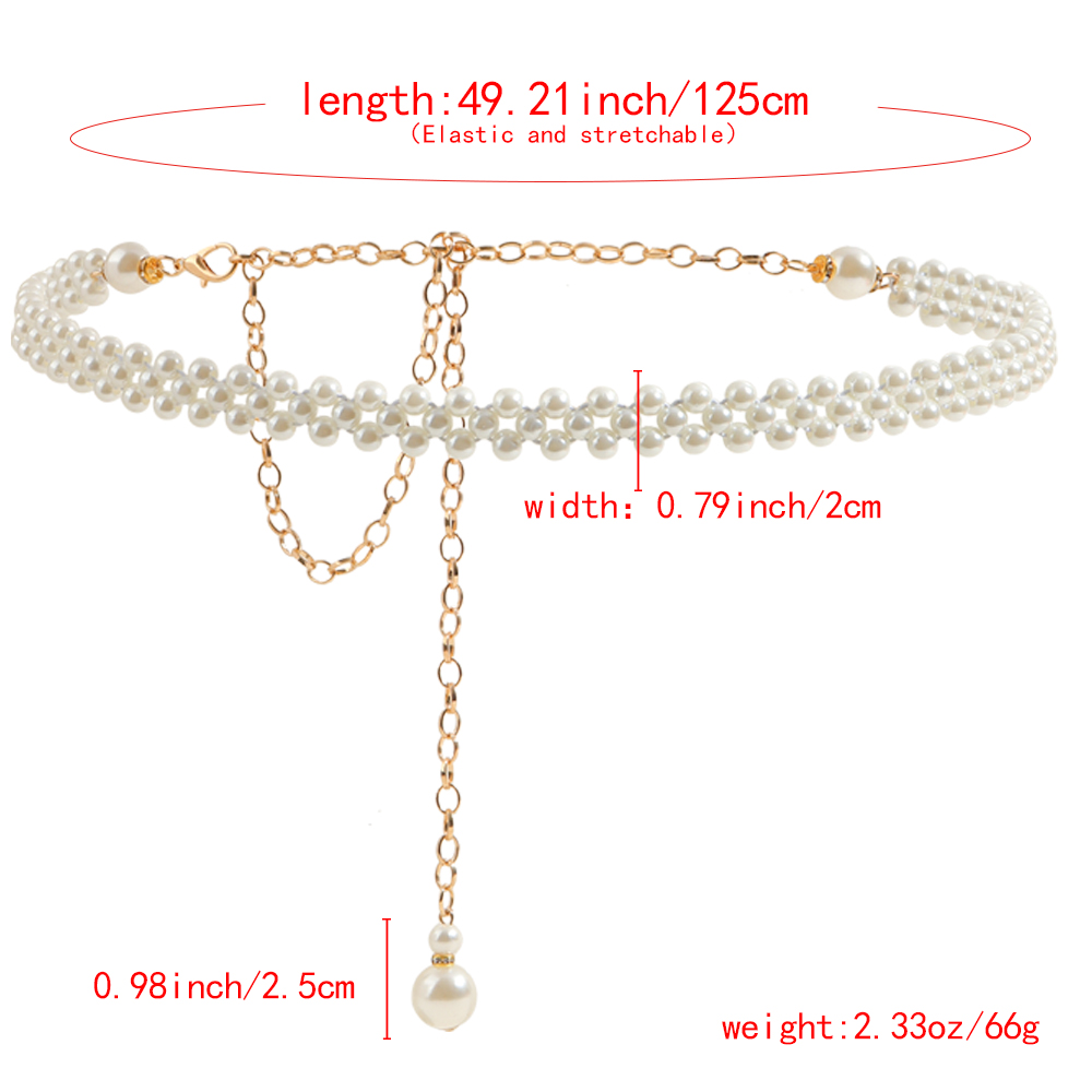 Simple Style Classic Style Solid Color Pearl Inlay Pearl Women's Chain Belts display picture 2