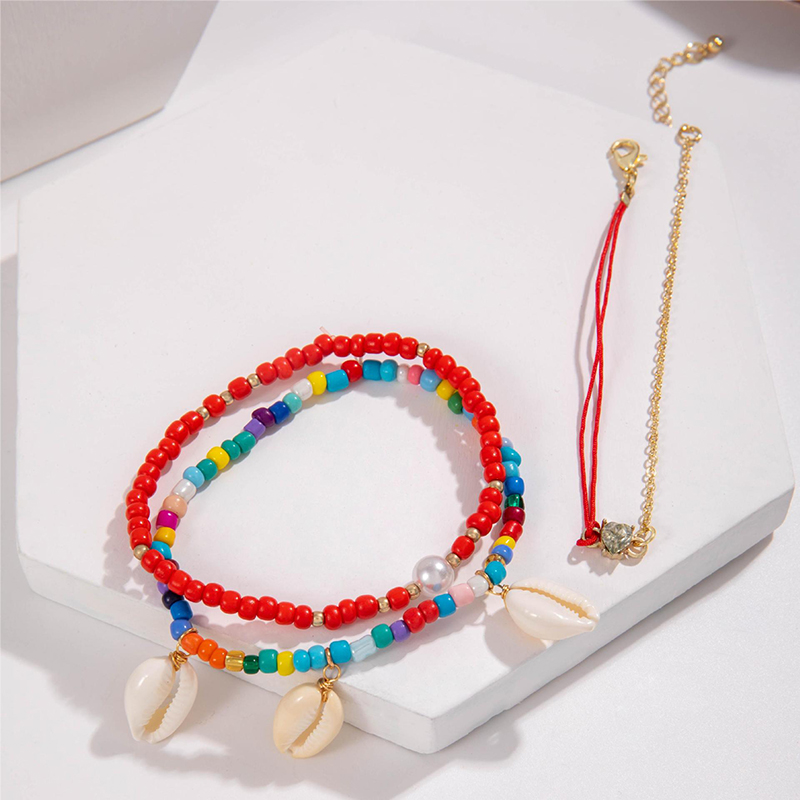 Casual Vacation Color Block Plastic Glass Wholesale Anklet display picture 2