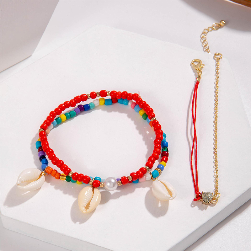 Casual Vacation Color Block Plastic Glass Wholesale Anklet display picture 3