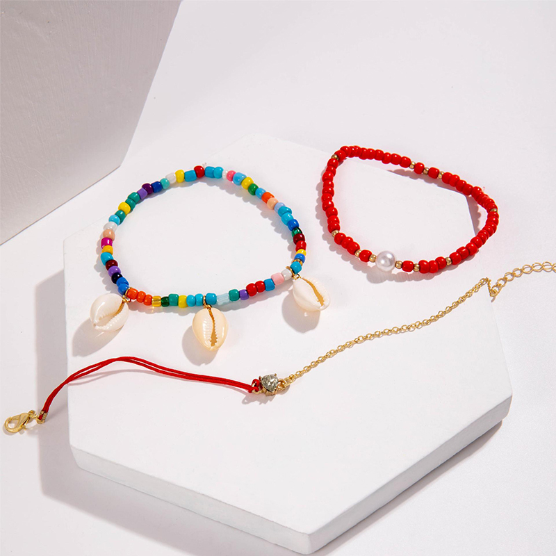 Casual Vacation Color Block Plastic Glass Wholesale Anklet display picture 4