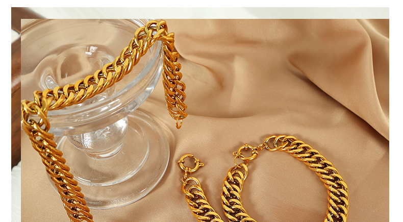 Acier Au Titane Plaqué Or 18K Style Simple Style Classique Placage Couleur Unie Bracelets Collier display picture 3