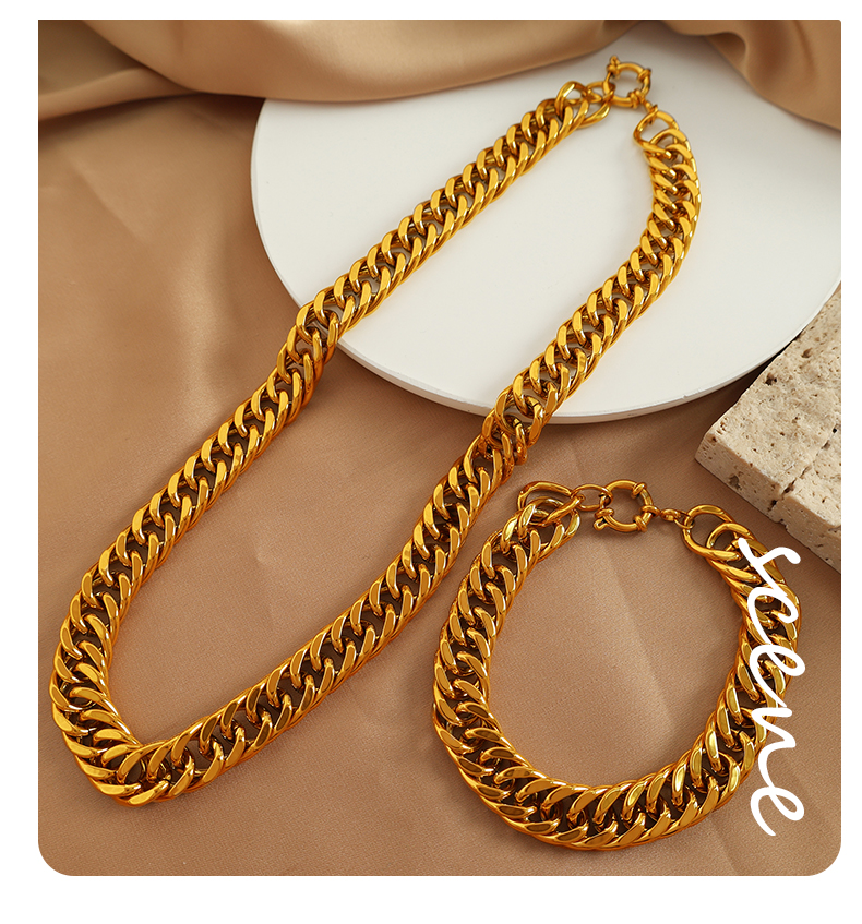 Acier Au Titane Plaqué Or 18K Style Simple Style Classique Placage Couleur Unie Bracelets Collier display picture 6