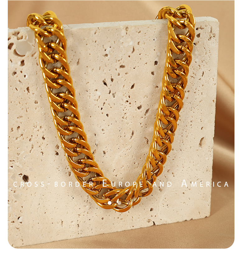 Acero Titanio Chapados en oro de 18k Estilo Simple Estilo Clásico Enchapado Color Sólido Pulsera Collar display picture 10