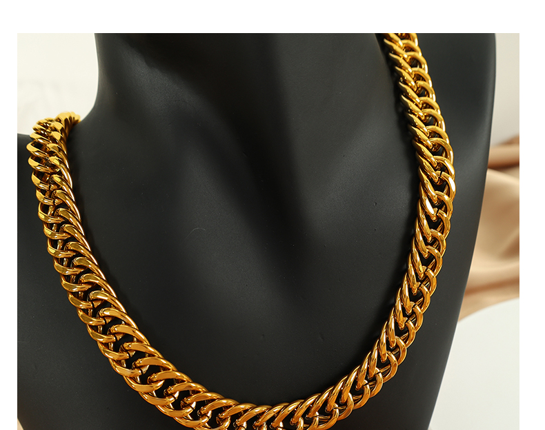 Acero Titanio Chapados en oro de 18k Estilo Simple Estilo Clásico Enchapado Color Sólido Pulsera Collar display picture 11