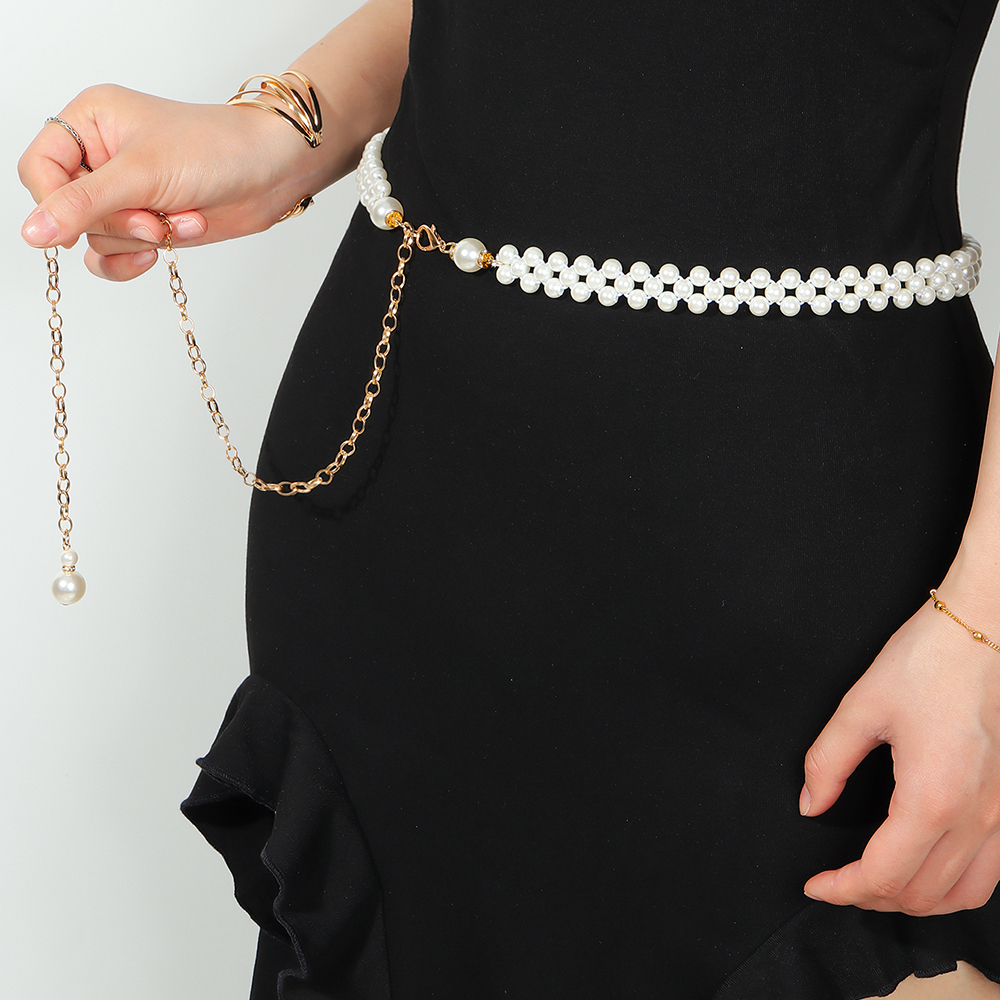 Simple Style Classic Style Solid Color Pearl Inlay Pearl Women's Chain Belts display picture 1