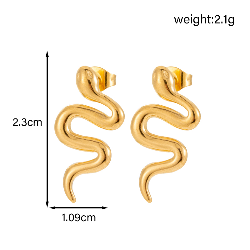 1 Pair IG Style French Style Simple Style C Shape Geometric Snake 304 Stainless Steel Ear Studs display picture 10