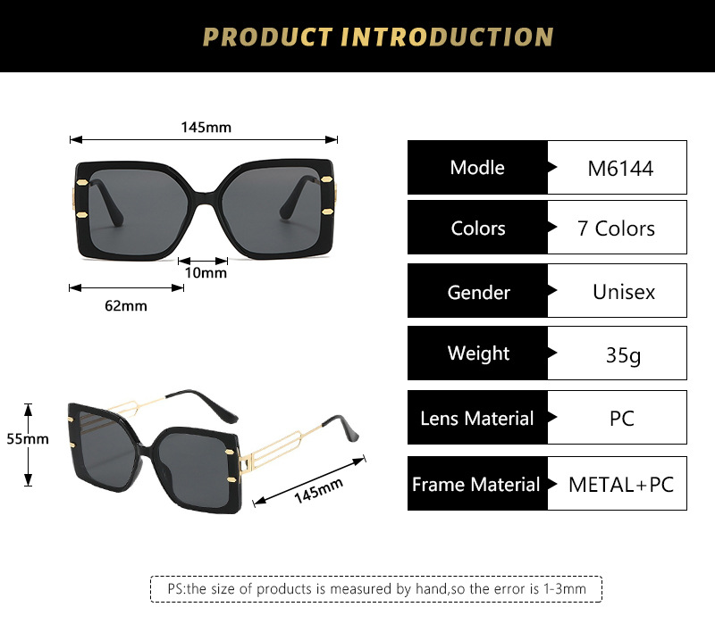 Basic Hawaiian Modern Style Square Pc Square Full Frame Women's Sunglasses display picture 3