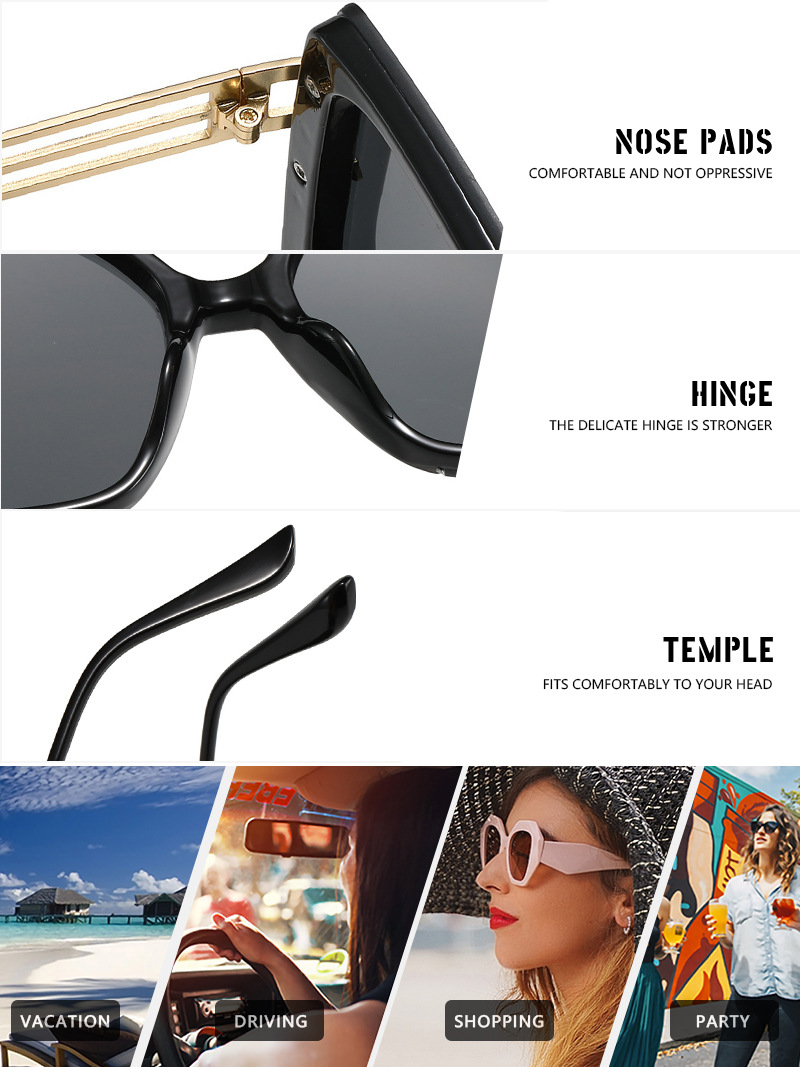 Basic Hawaiian Modern Style Square Pc Square Full Frame Women's Sunglasses display picture 14
