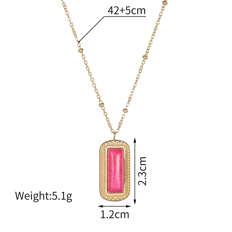 Wholesale Jewelry Simple Style Shiny Square Steel 18K Gold Plated Asymmetrical Inlay Pendant Necklace display picture 1