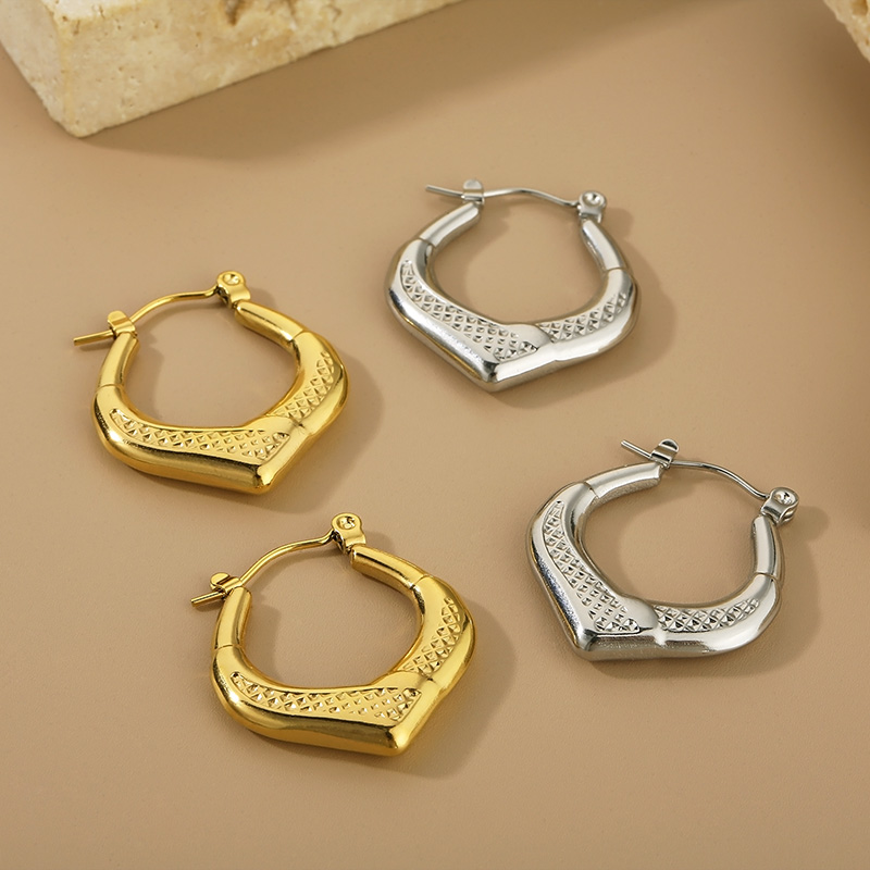 1 Paar Einfacher Stil Geometrisch Edelstahl 304 18 Karat Vergoldet Ohrringe display picture 8