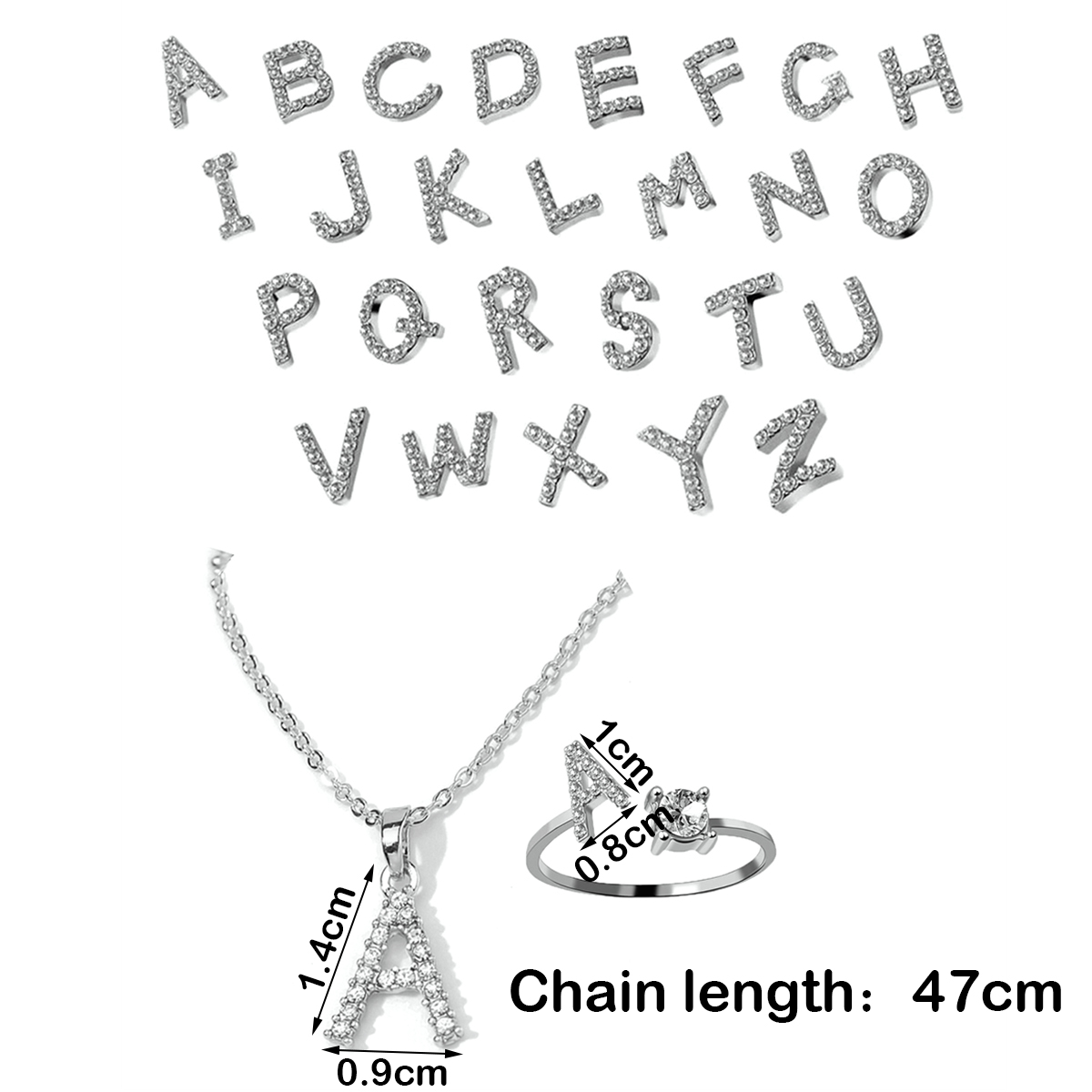 Le Cuivre Plaqué Or K Plaqué Argent Style Simple Style Classique Incruster Lettre Strass Ensemble De Bijoux display picture 1