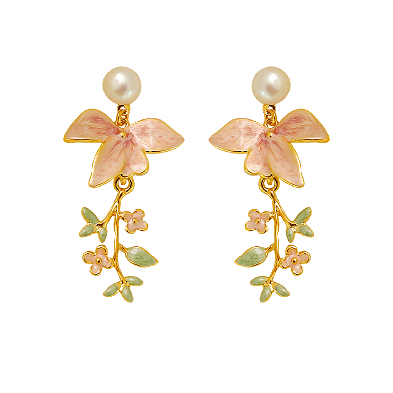 1 Pair Y2K Simple Style Flower Plating Inlay Copper Pearl Copper 18K Gold Plated Drop Earrings display picture 1